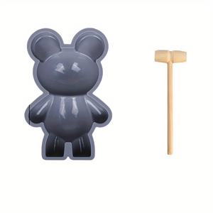 TEMU 3D 곰 망치 캔들 레진 실리콘 몰드 DIY 곰 클레이 공예 석고 클레이 몰드 귀여운 부수는 곰 생일 선물 홈