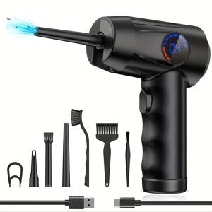 TEMU LCD 디스플레이 & LED 라이트가 있는 무선 전기 공기 청소기 - 51000 RPM 강력한 블로워, 4단계 속도 조절, 고속 충전, 휴대용 컴퓨터 및 키보드 청소기, 압축 에어 캔스터 대체품, 홈용, 터보차지 성능의 현대적인 기술 가젯