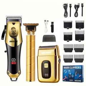 TEMU WEEME 810/T9/WM-306 남성용 전기 이발기 및 면도기 세트 3종 - 뜨거운 신제품, 향상된 매력의 전문 그루밍 디자인, 살롱 퀄리티 바버샵 스타일, 잔여물 없는 면도와 정교한 트리밍
