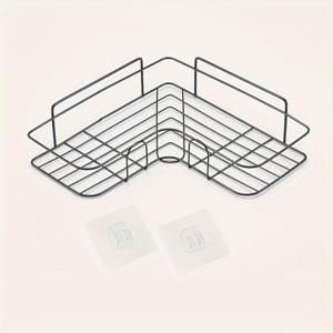 TEMU 1개 스테인리스 스틸 욕실 수납 선반, 골드 튜브가 있는 벽걸이 코너 샤워 선반, 다양한 방 유형을 위한 펀치 없는 세면대 정리함, 2개의 솔기 없는 스티커 포함, 흰색/검정 마감