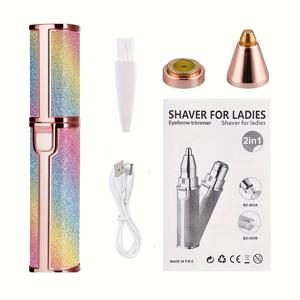 TEMU 충전식 2-in-1 눈썹 트리머 및 여성용 얼굴 털 면도기, 내장 리튬 배터리, 400mAh, 통증 없는 전기 면도기, 눈썹, 입술, 코 및 몸에 사용 가능, 휴대용 무향 플라스틱 그루밍 키트, 금속 메쉬 헤드 및 케이블 포함, 이상적인 선물 - 별하늘 디자인