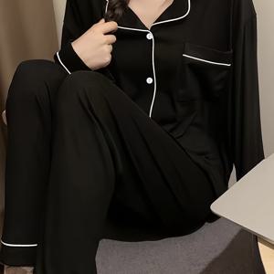 TEMU 여성용 신상품 고가 파자마, 가을과 겨울 간단한 캐주얼 슈트 스위트 홈 의류