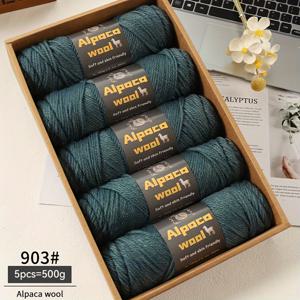 TEMU 500G 245针 알파카 양모 양모 다색 가을과 겨울 남성과 여성 패션 제작 선물 수제 DIY 뜨개질 재료 패키지 뜨개질 따뜻한 스웨터 스웨터 코트 스카프 모자 장갑 양모 바지 무릎 패드 양모 공 5개/팩|DIY|뜨개실