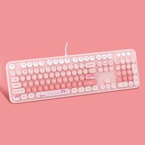 TEMU MOFii 스위트 유선 키보드 - 파스텔 핑크 & 블루 그라데이션, USB 전원, 라운드 키가 있는 인체공학적 디자인, 홈 오피스용 컴팩트 & 스타일리시, 내구성 있고 쉽게 청소할 수 있는 여성용 홈 오피스 키보드 | 그라데이션 키보드 | 내구성 있는 키보드|독거미키보드