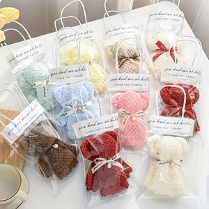 TEMU 24pcs 귀여운 곰 수건 선물 세트 - 투명한 가방과 리본으로 결혼식, 생일, 어머니의 날, 크리스마스 파티 선물로 완벽합니다. (12pcs 곰 수건 + 12pcs 토트백), 선물 포장|즐거운 곰 디자인|선물 가방