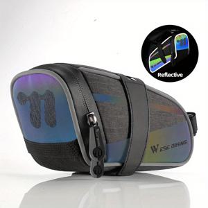 TEMU WEST BIKING 1.8L 자전거 안장 가방 - MTB & 로드 바이크용 컬러풀 반사 미니 수납 파우치, 탈착 가능한 스트랩이 있는 내구성 폴리에스터, 도구 정리, 휴대폰 및 액세서리, 블랙, 사이클링 액세서리, 자전거 보관 솔루션|세련된 자전거 액세서리|안전한 지퍼 클로저, 자전거 액세서리