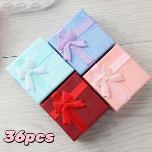 TEMU 보우가 달린 36개/24개/12개 정사각형 보석 선물 상자, 반지, 귀걸이, 목걸이용 종이 보관 포장, 결혼식, 생일, 크리스마스, 프린팅 없음, 일반 사이즈, 할로윈|반지사이즈