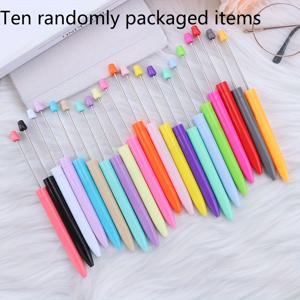 TEMU 10가지 혼합 색상 긴 바디 비드 펜 DIY 멀티 컬러 볼펜 - 검정 잉크 비드 펜 - 학생 및 교사에게 매우 적합