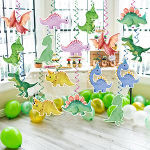 TEMU 32pcs 공룡 레克斯 파티 걸이 스웰 장식 - 생생한 녹색 종이 천 스피럴과 생생한 공룡 커틀라우트로 생일, 청소년 샤워, 및 주제 이벤트를 위한 공룡 방 장식