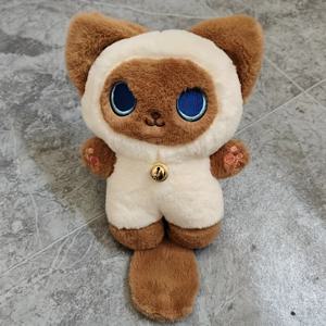 TEMU 벨이 달린 소프트하고 귀여운 시암 고양이 플러시 장난감 - 귀여운 폴리에스터 섬유, 상호작용적인 놀이와 동반자로 완벽, 모든 개 품종에 적합, 시암 고양이