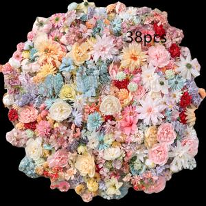 TEMU DIY 케이크 꽃 화환 웨딩 신부 파티 홈 데코용 인공 장미 헤드피스 38개 세트