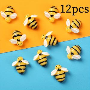TEMU 12pcs 노란색과 검은색 줄무늬 꿀벌 레진 조각품 - DIY 보석, 헤어 클립, 폰 케이스, 공예, 스크랩북, 결혼식 테이블 센터피스, 꿀벌 장식