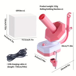 TEMU 전기 실 감기기, 2분당 볼 속도 최대 10oz 용량, 자동 뜨개질 도구, 크로셰 및 니트용 대용량 롤러, 빠른 회전 스피너, 생일 선물, 크리스마스 선물, 수제 공예품|뜨개실