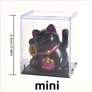TEMU 자동차 대시보드 장식용 태양광 미니 행운의 고양이 동상 - 중국 전통 풍요 상징, 차량 및 책상 장식, 축제/사무실 장식품, 설날 선물 (화이트/블랙/골드), 유쾌한 고양이 디자인, 광택 마감