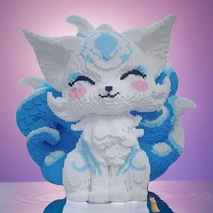 TEMU 7162피스 아이스 블루 구미호 3D 모델 조립 장난감, 생일 선물 필수품 의미 있는 휴가용 선물