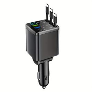 TEMU GYIOEUPT 7-in-1 차량용 폰 충전기, 3개의 접이식 케이블 및 고속 충전 포트, 조절 가능한 LED 스마트 디지털 디스플레이, 사용하기 쉬움, 배터리 미포함