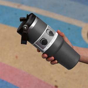 TEMU 30oz 손잡이, 빨대 및 뚜껑이 있는 보온 스테인리스 텀블러 - 야외 스포츠, 여행 및 캠핑용 휴대용 대용량 물병, 접이식 차량 컵|텀블러|트래블보틀