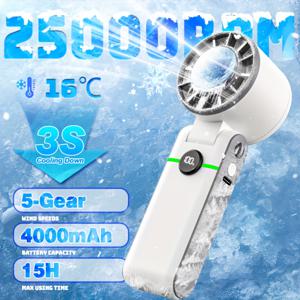 TEMU 16°C 아이스 컴프레스 냉각 팬, 135° 접이식 목 팬 및 데스크 팬, 휴대용 핸드헬드 팬, 15시간 사용 시간, 1-100 풍속, 4000mAh 충전식 USB 팬, 친구를 위한 여름 선물, 여행 및 야외 활동용|책상|서큘레이터선풍기