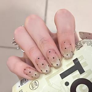 TEMU 10개입 순수 핸드메이드 누드 프렌치 숏 스퀘어 프레스온 네일, 광택 마감, 단색 핸드크래프트 착용 가능 네일 세트