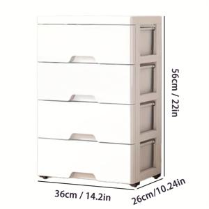TEMU 5/4/3단 스택 가능한 플라스틱 서랍 정리함 - 휠이 달린 화이트 멀티 컴파트먼트 수납 캐비닛, 내구성 있는 공간 절약 디자인 침실, 사무실, 욕실용 홈 오거나이저, 책 및 서랍 보관, 책상 및 서랍 정리함|책상|수납정리함
