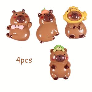 TEMU 4개 세트 대형 카피바라 액세서리, 귀여운 캐릭터 디자인 DIY 공예품, 폰케이스 참, 열쇠고리, 냉장고 자석, 신발 장식 – 개학 시즌과 생일 파티 선물로 완벽한 아이템