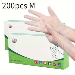 TEMU 200개 고품질 TPE 일회용 장갑 - 두꺼운 투명, 주방 및 애완동물 관리, 자동차 수리, 야외 청소에 적합, 라텍스 프리, 내구성 있는 가정용 장갑