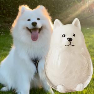 TEMU 1개 투명 강아지 털 보관함 - 귀여운 동물 디자인 (삼오예드, 골든 리트리버, 코기), 탄력 있는 버클, 내구성 있는 PP 소재, 애완동물 털 및 클립용, 개 추모 수집 보관 상자, 재미있는 디자인, 안전한 탄력 버클