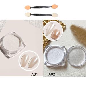 TEMU 2팩 우아한 화이트 네일 아트 글리터 - 반짝이는 진주 & 오로라 네일 폴리쉬, 무향 라운드 매니큐어 & 페디큐어용, 살롱 퀄리티 네일 아트 용품, 네일 액세서리, 세련된 룩, 반짝이는 효과