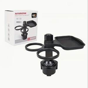TEMU 360° 회전 가능한 3-in-1 차량용 컵 홀더 트레이 - 확장 및 분리 가능, 튼튼한 베이스가 있는 다중 구획 정리함, 컵, 스낵 및 기기용, 장거리 운전과 여행 필수품에 완벽, 차량용 컵 홀더 오거나이저, 현대적인 액세서리, 내구성 있는 구조, 도로 여행 필수품, 세련된 액세서리, 고품질 소재, 도로 여행 애호가를 위한