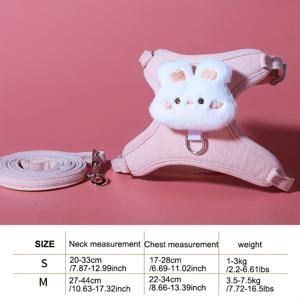 TEMU 가벼운 랩 고양이 하네스와 리쉬 - 만화 디자인, 폴리에스터, 4피트 미만 길이, 애완동물 산책 장비 | 만화 디자인 하네스 | 통기성 메쉬 원단
