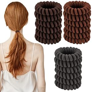 TEMU 18pcs 나선형 헤어 타이 포니 테일 홀더 두꺼운 머리카락을위한 코일 헤어 타이 얇은 머리카락 여성용 주름 헤어 타이 없음 모든 헤어 유형에 대한 전화 코드 헤어 타이