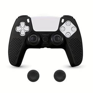 TEMU 소니 듀얼쇼크 5 PS5 게임패드용 보호형 라이트베이지 케이스 + 2개의 썸그립, 텀블릿 커버, SNES/N64 레트로 액세서리, 고품질 유연한 쉘, 컴팩트하고 매끄러운 디자인