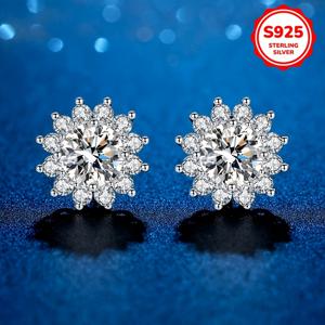 TEMU 925 순은 2.76g/0.097oz 저자극성 반짝이는 화이트 8mm 합성 지르코니아 눈송이 모양 여성용 귀걸이, 로맨틱하고 우아한 스타일의 일상 착용용, 발렌타인데이 결혼식 장식, 보석 선물