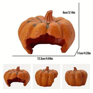 TEMU 1pc 수지 호박 집 수족관 장식, 파충류 및 작은 물고기, 새우, 개구리, 도마뱀, 거미 대피소, 할로윈 테마 탱크 장식품