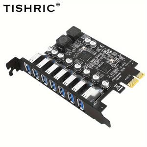 TEMU 티시릭 USB 3.0 확장 카드 - PCIe 1X에서 7포트 허브로, SSD/HDD용 5Gbps 고속 연결성, U 디스크, 모바일 폰 및 장치용, 다중 USB 포트가 있는 컴팩트 디자인, 멀티디바이스 확장 | 안전한 장치 부착 | 고속