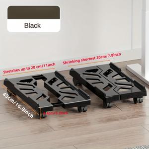 TEMU 1pc 조절 가능한 높이 데스크탑 컴퓨터 타워 스탠드 - 360° 회전 바퀴가 있는 강력한 ABS 모바일 케이스 랙, 가정 사무실 게임 세팅용 견고한 검은색 베이스, 공간 절약 디자인, 컴퓨터 데스크 액세서리, 세련된 금속 마감, 내구성 있는 구조