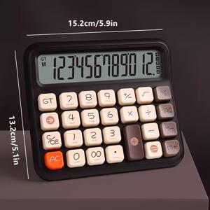 TEMU 컴퓨터 컬러 레트로 12자리 계산기 사무용 유연한 키보드 재무 회계 컴퓨터 상업 데스크탑 대형 스크린 기계식 키 오피스 사용|계산기