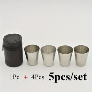 TEMU 5개/세트, 실용적인 야외 여행 스테인리스 컵 미니 세트, 휴대용 30ml 음료컵 파티 장식, 할로윈 & 크리스마스 이벤트 및 파티 용품