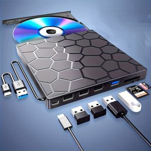TEMU 초슬림 휴대용 외장 CD/DVD 드라이브 - 고속 USB 3.0 DVD 플레이어 및 CD 버너, 노트북 및 데스크탑용 - 맥, 11/10/8/7, 리눅스 등과 호환 가능|CD플레이어