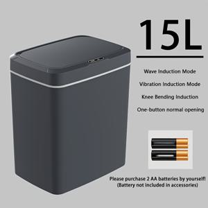 TEMU 15L 스마트 센서 - 조용한 닫힘, 냄새 차단, 모션 감지 활성화, 주방, 욕실, 거실에 적합 - 슬림한 화이트 & 다크 블루/그레이 디자인, 다양한 장면 사용, 배터리 미포함, 할로윈 장식, 크리스마스 장식|쓰레기통|음식물쓰레기통