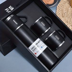 TEMU 스테인리스 스틸 진공 플라스크 세트, 500ml/16.9oz 보온 보냉 머그컵, 뜨거운 음료와 차가운 음료용, 비즈니스 및 학교에 이상적, 개학용품, 물병