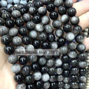 TEMU ASVRAI U 실버 오비디언 라운드 루즈 스페이서 비즈 세트, 4mm 6mm 8mm 10mm 12mm, 돌 재료, DIY 보석 만들기, 팔찌, 목걸이 액세서리