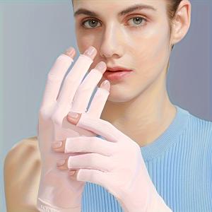 TEMU 1쌍 전문 UPF200+ 자외선 차단 젤 매니큐어용 장갑, UVA & UVB 999+ 방지, 무지 손가락 램프 장갑, 무향, 전기나 배터리 필요 없음, 손의 자외선 노출 방지