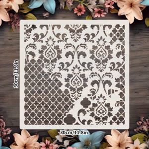 TEMU 우아한 스타일 | 대마스크 꽃무늬 플라스틱 스텐실 - 스크랩북, 페인팅, 엠보싱용, 30cm x 11.8인치, 앨범 장식 및 DIY 프로젝트용 재사용 가능한 공예 템플릿