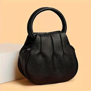 TEMU 1pc 세련된 미니 핸드백 - 지퍼 클로저가 있는 컴팩트한 라운드 크로스바디 백, 부드러운 합성 소재로 제작, 폰과 필수품을 잡을 수 있는 완벽한 선택 - 해군 파란색/검은색 옵션으로 제공됩니다.|미니크로스백