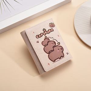 TEMU 귀여운 만화 카피바라 지갑 - 2개의 카드 슬롯, 1개의 동전 포켓, 4가지 다양한 디자인(커피 컵, 하트, 별, 꽃)을 갖춘 컴팩트하고 넓은 카드 홀더 - 일상적인 사용에 적합한 지갑, 일상적인 지갑 | 재미있는 디자인 | 내구성 있는 지갑