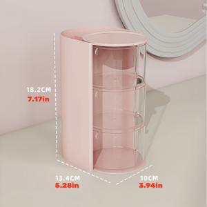 TEMU 1개 먼지 방지 메이크업 정리함 브러시 홀더 포함 – 파우더 퍼프, 스펀지, 쿠션, 립스틱, 브러시용 투명 플라스틱 보관함, 화이트 또는 핑크 색상, 침실, 욕실, 책상 정리에 완벽, 욕실 정리함 | 장식용 정리함 | 광택 마감