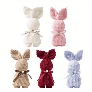 TEMU 5pcs 토끼 모양의 산호 양털 수건 세트 - 소프트하고 흡수력이 뛰어난 장식용 손가락 수건, 진주 액센트가 있는 이스터 선물 및 주방/욕실 일상 사용에 이상적