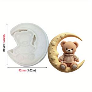 TEMU 1pc 달에 잠들어 있는 실리콘 모양으로 곰과 초콜릿 케이크 장식, 푹신한 케이크 모양으로 홈 베이킹에 적합합니다.