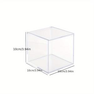 TEMU 뚜껑이 있는 투명 아크릴 사각형 화장품 정리함 - 먼지 방지, 화장품, , 커피 캡슐을 위한 공간 절약형 디자인, 미용 보관 솔루션|현대 정리함|강력한 플라스틱 상자, 화장품 정리함, 보관 상자